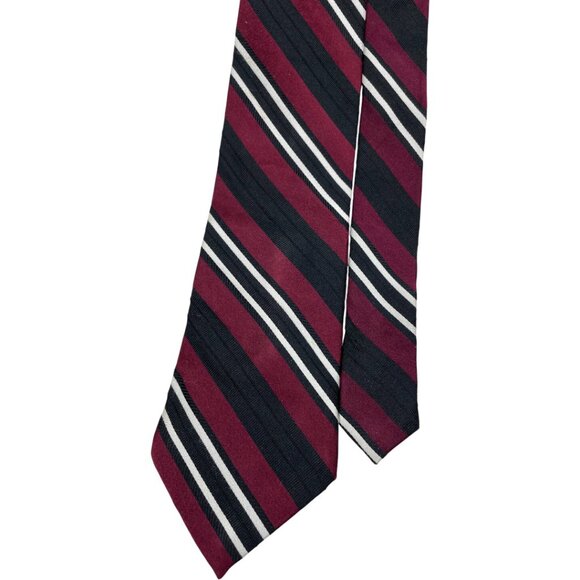 Ralph Lauren Chaps Silk Tie Striped Repp Navy Blue White Red - Picture 1 of 6
